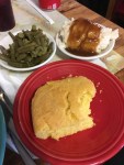 green beans, mashed potatoes, corn&nbsp;bread