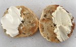 Belle Chevre cream cheese on&nbsp;bagel